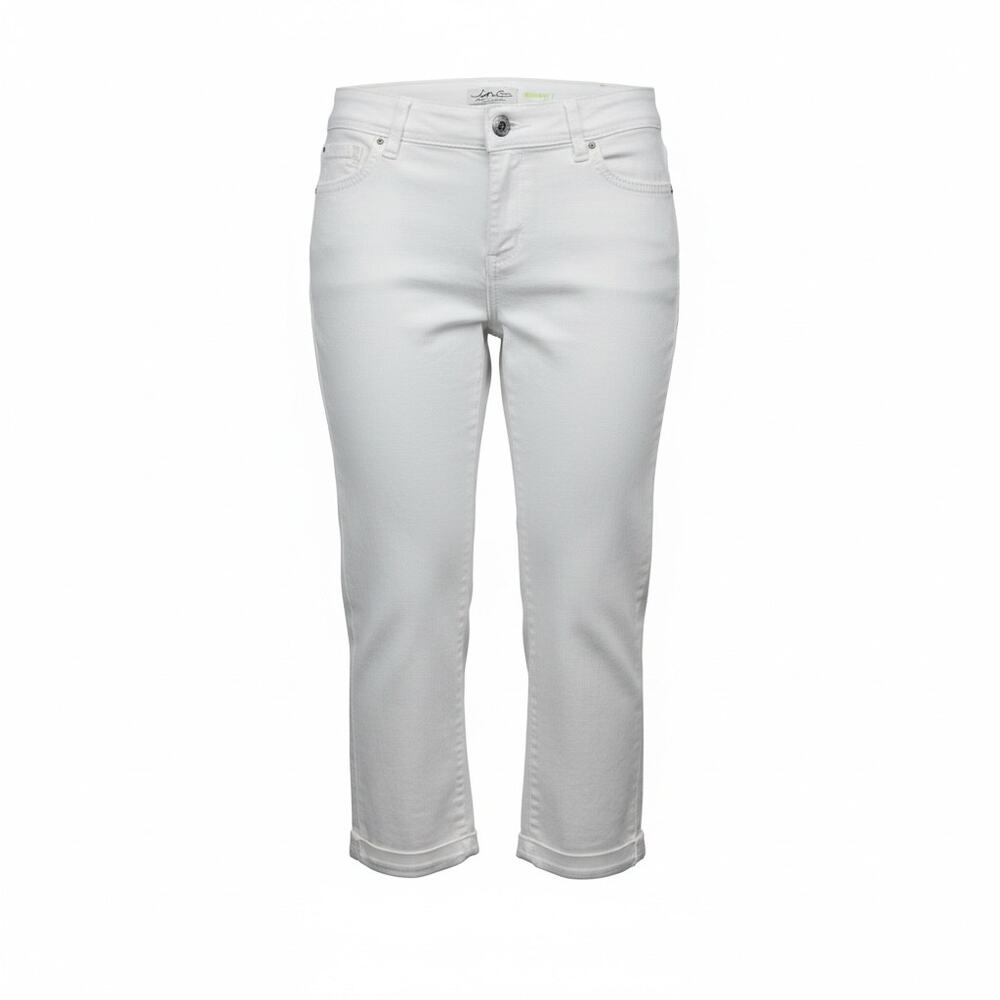 INC Intl White Jeans Denim Straight Leg crop Size 12 Reg Fit Casual Activewear